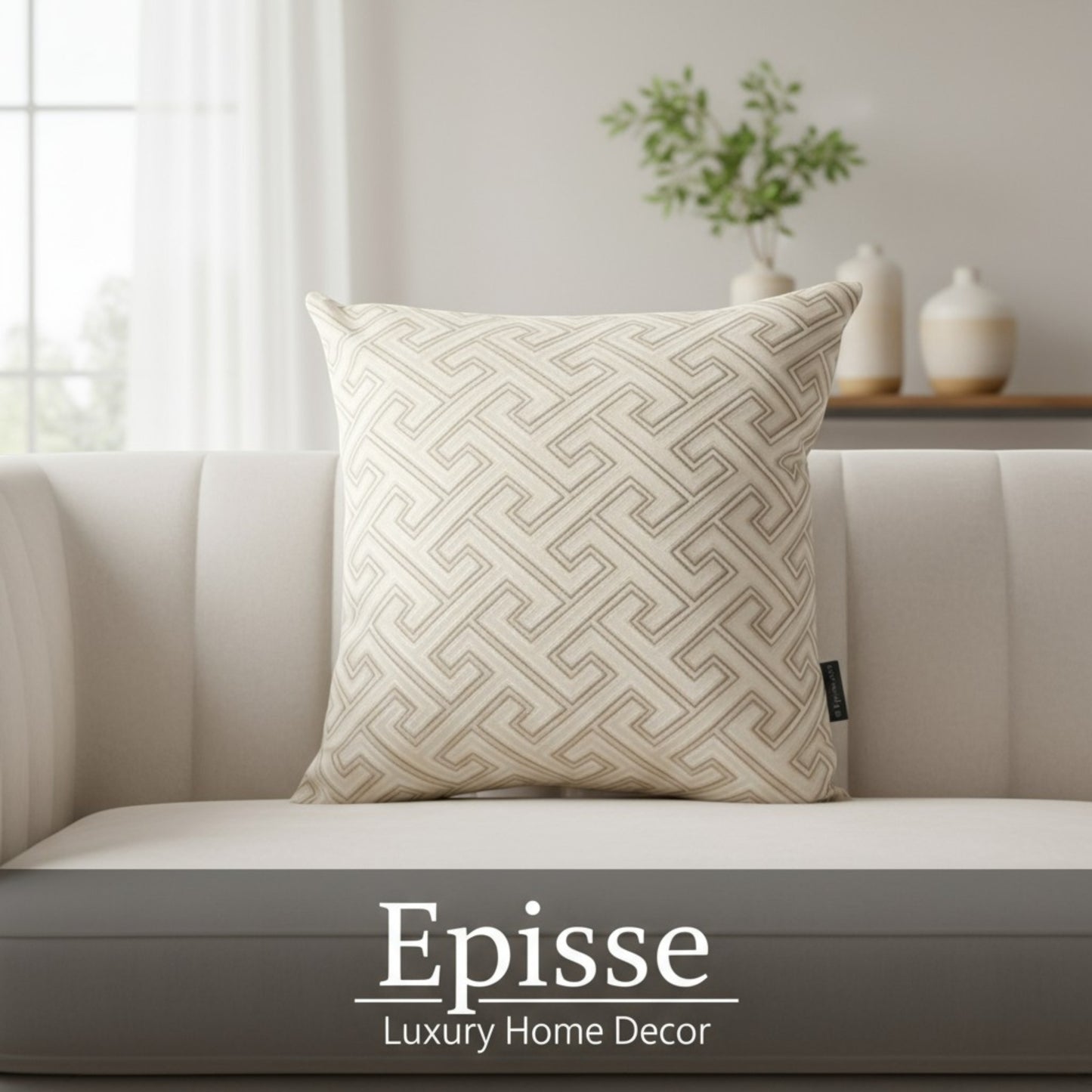 Textured Beige Gold Pillow Cover | Luxe 20x20 Cushion, Handmade