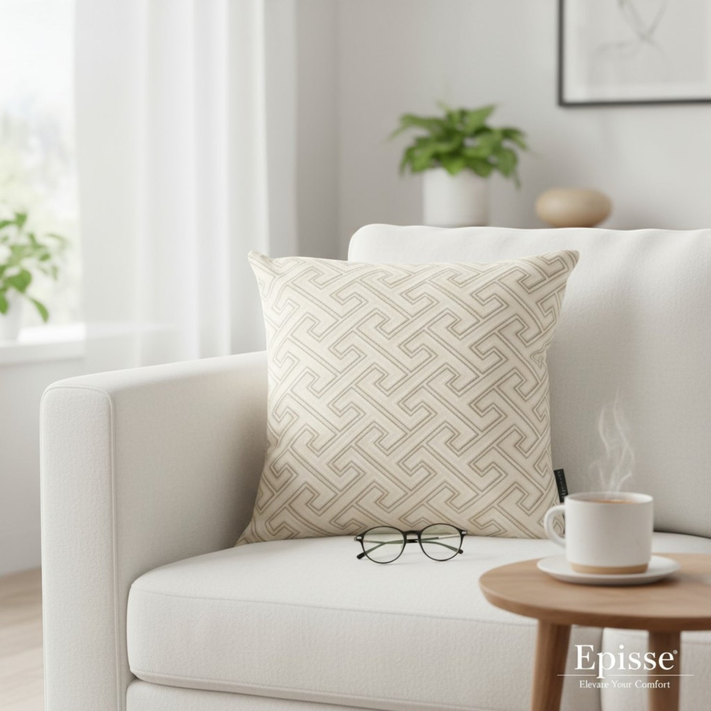 Textured Beige Gold Pillow Cover | Luxe 20x20 Cushion, Handmade